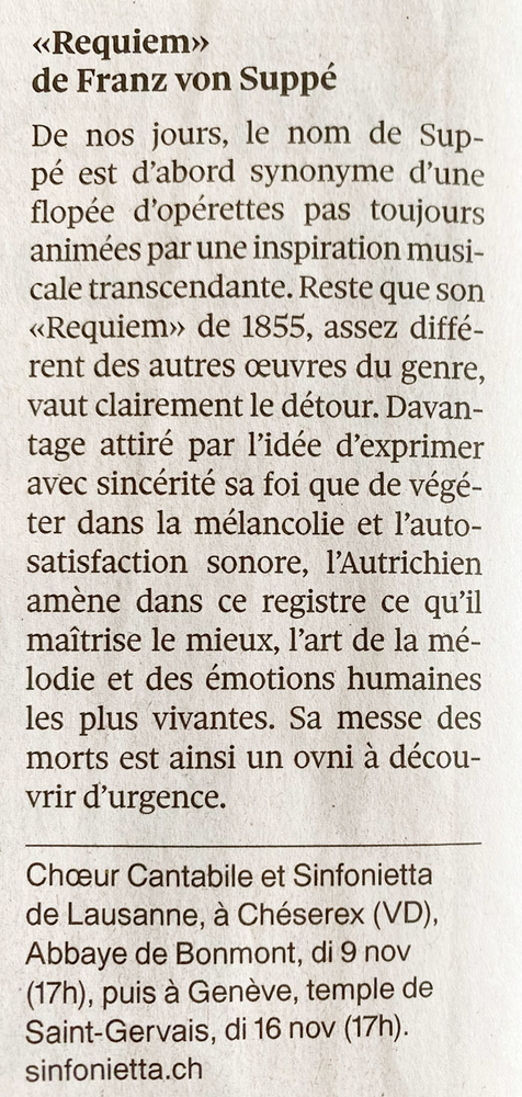 Tribune de Genève 25 octobre 2025